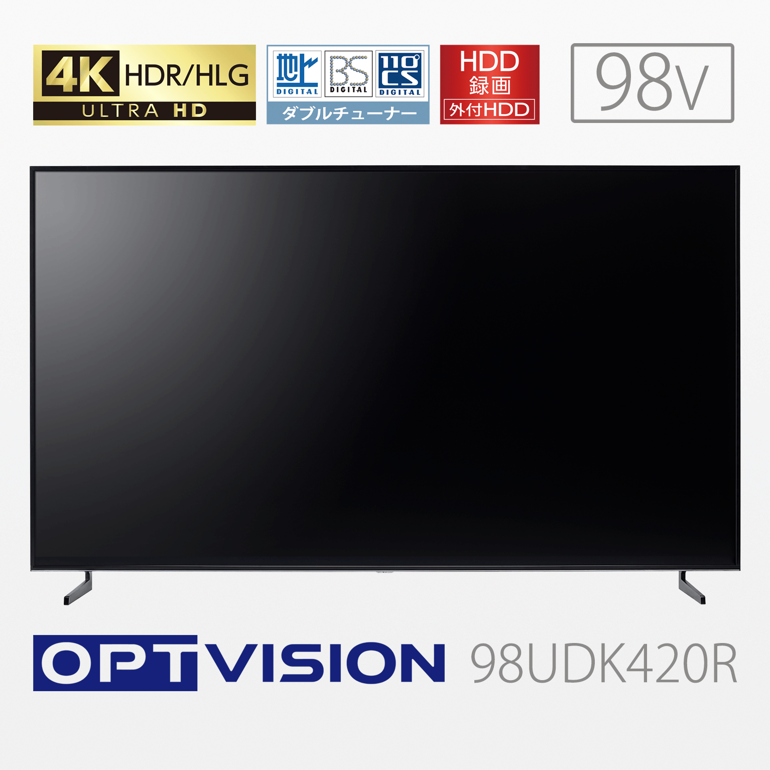 'OPTVISION 98v型 HDR対応4K液晶テレビ 98UDK420R（3年間延長保証なし）'
